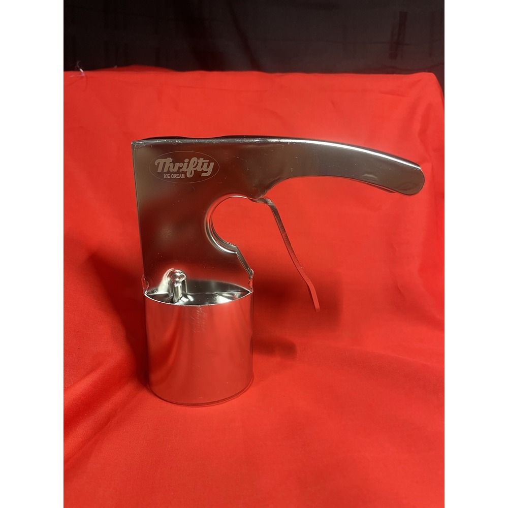 Vintage Thrifty Cylindrical Ice Cream Scoop Stainless Steel Spring Trigger Style